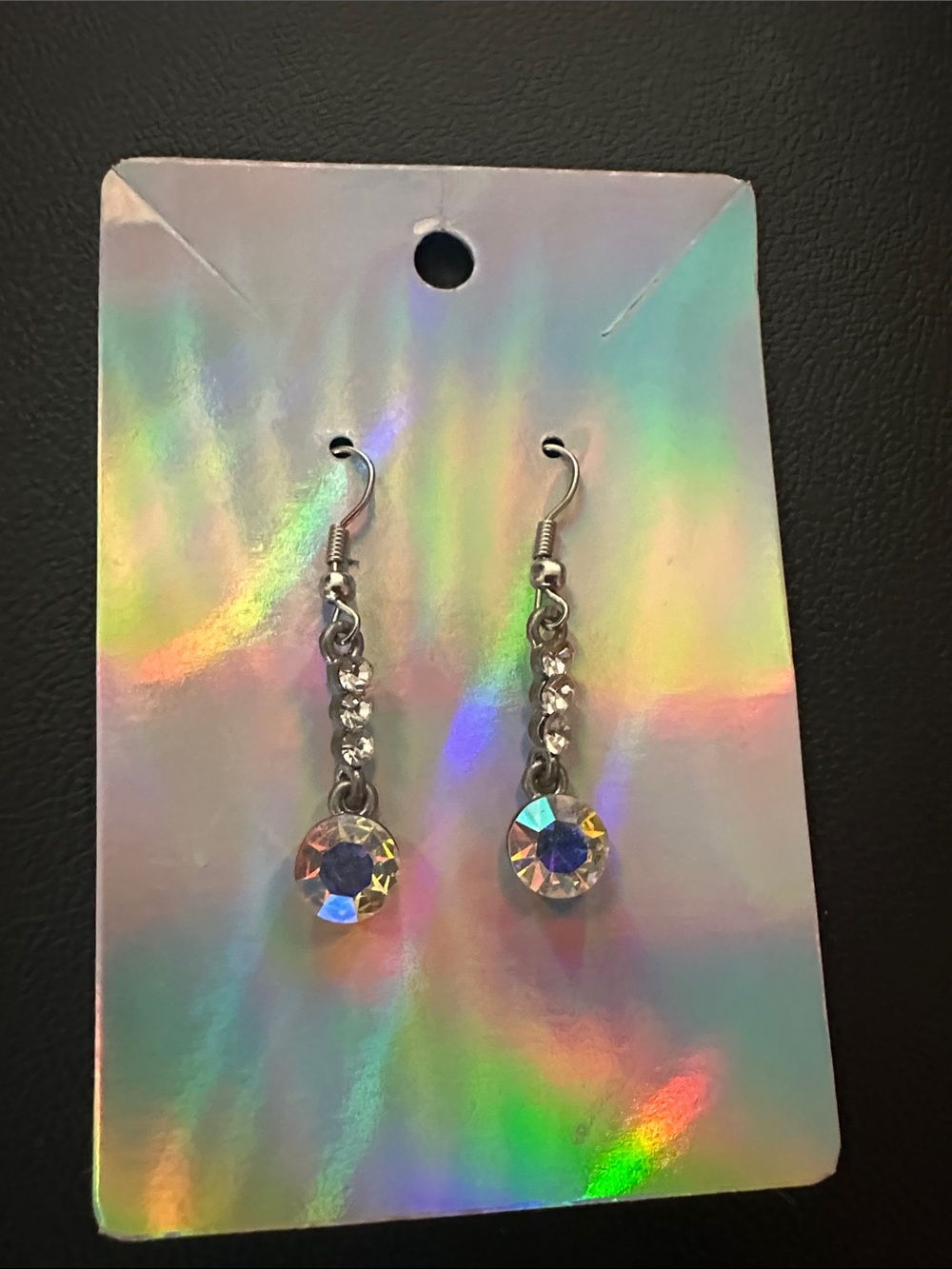 Iridescent Crystal Drop Dangle Earrings - Clear